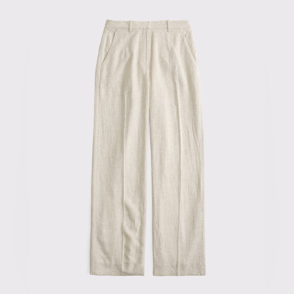 Abercrombie & Fitch Curve Love Tailored Linen-Blend Wide Leg Pant Size 33 / 16 - Picture 6 of 13